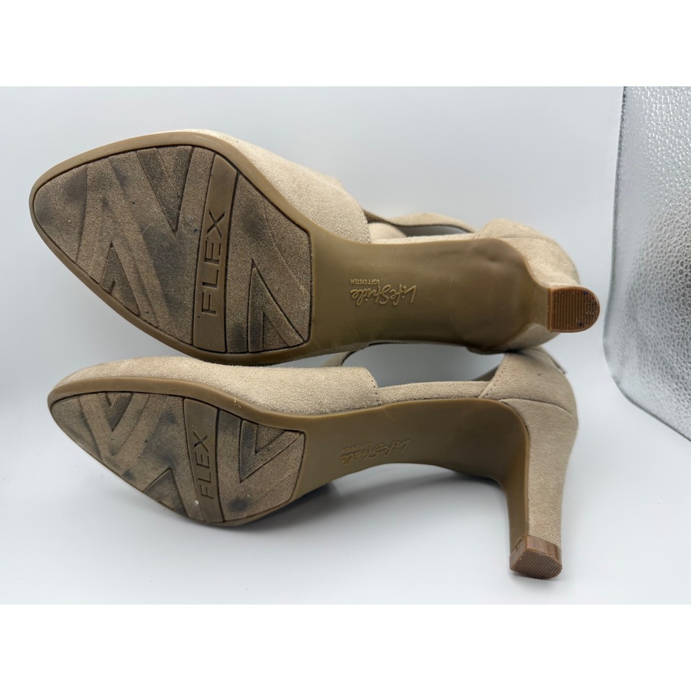 LifeStride Giovanna 2 Pump Beige Suede Cutout Block Heel Zipper Women 9W - Picture 7 of 8